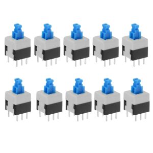10 Pcs6 Pin DPDT Self-Locking VTR on/off Push Button Switch